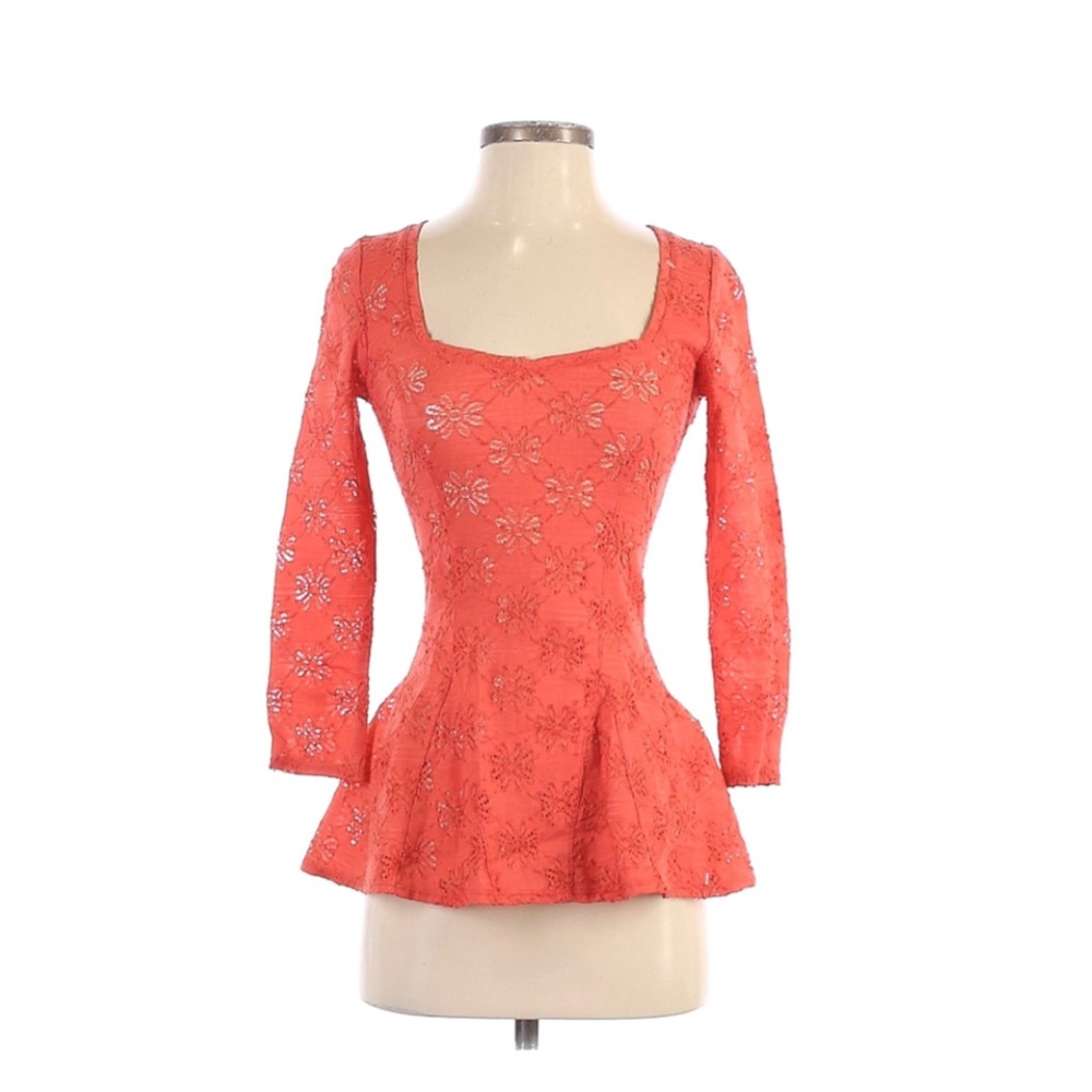 Free People orange peplum top